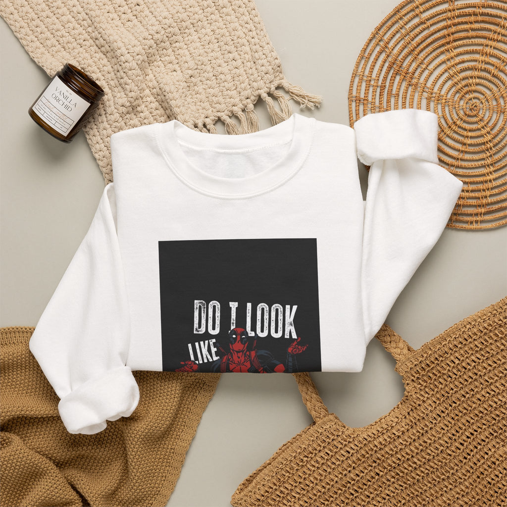 Crewneck Sweatshirt — “Do I Look Like I Care?” Devil Graphic