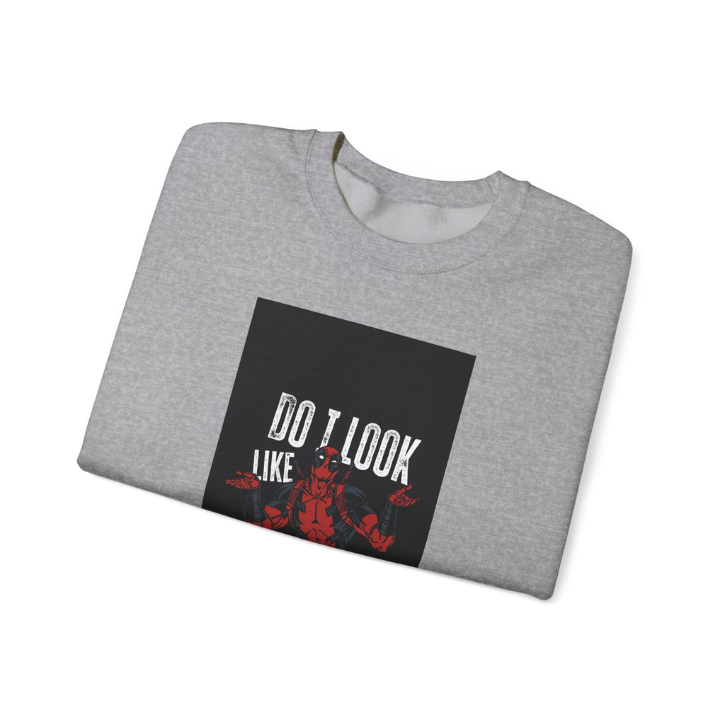 Crewneck Sweatshirt — “Do I Look Like I Care?” Devil Graphic