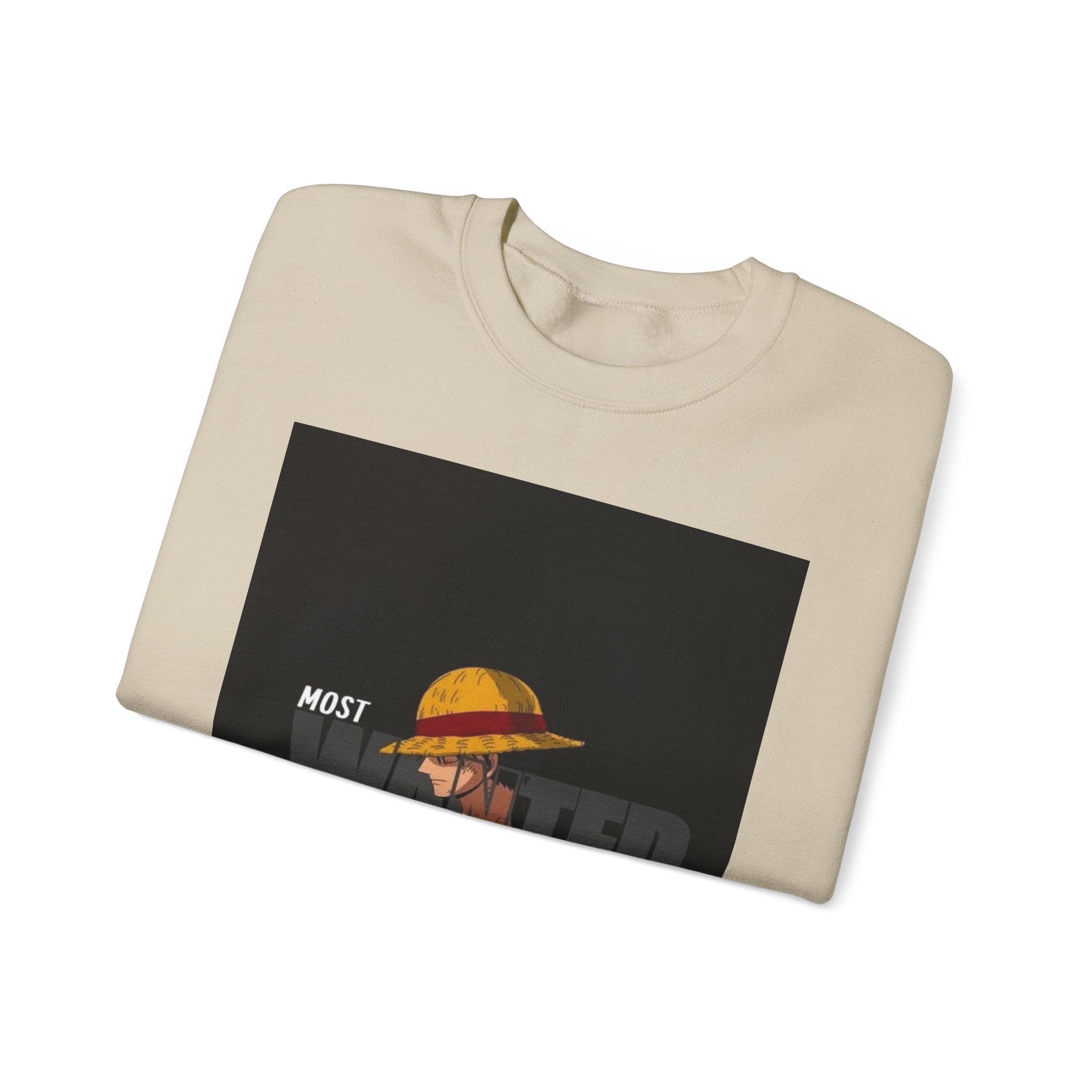 Crewneck Sweatshirt — "Most Wanted" Straw Hat Pirate Graphic