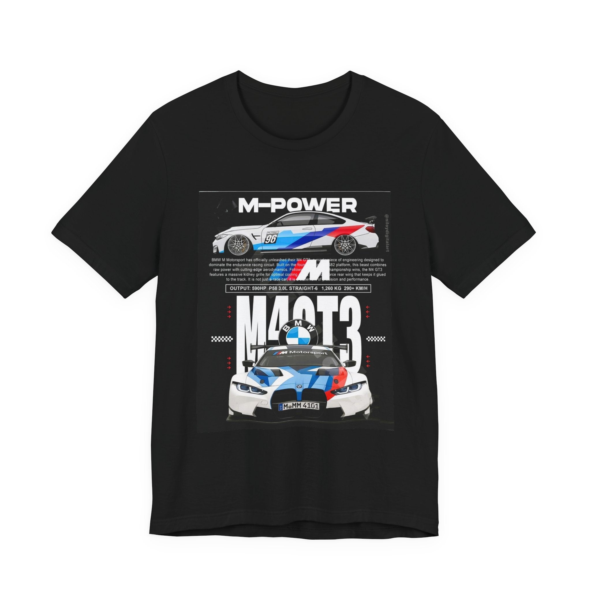 M-Power BMW M3 Racing Graphic T-Shirt — Motorsport Car Enthusiast Tee