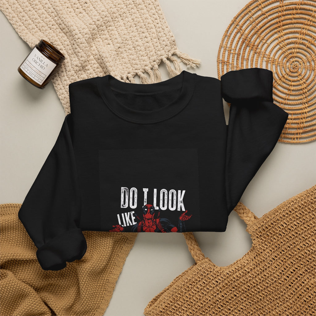 Crewneck Sweatshirt — “Do I Look Like I Care?” Devil Graphic