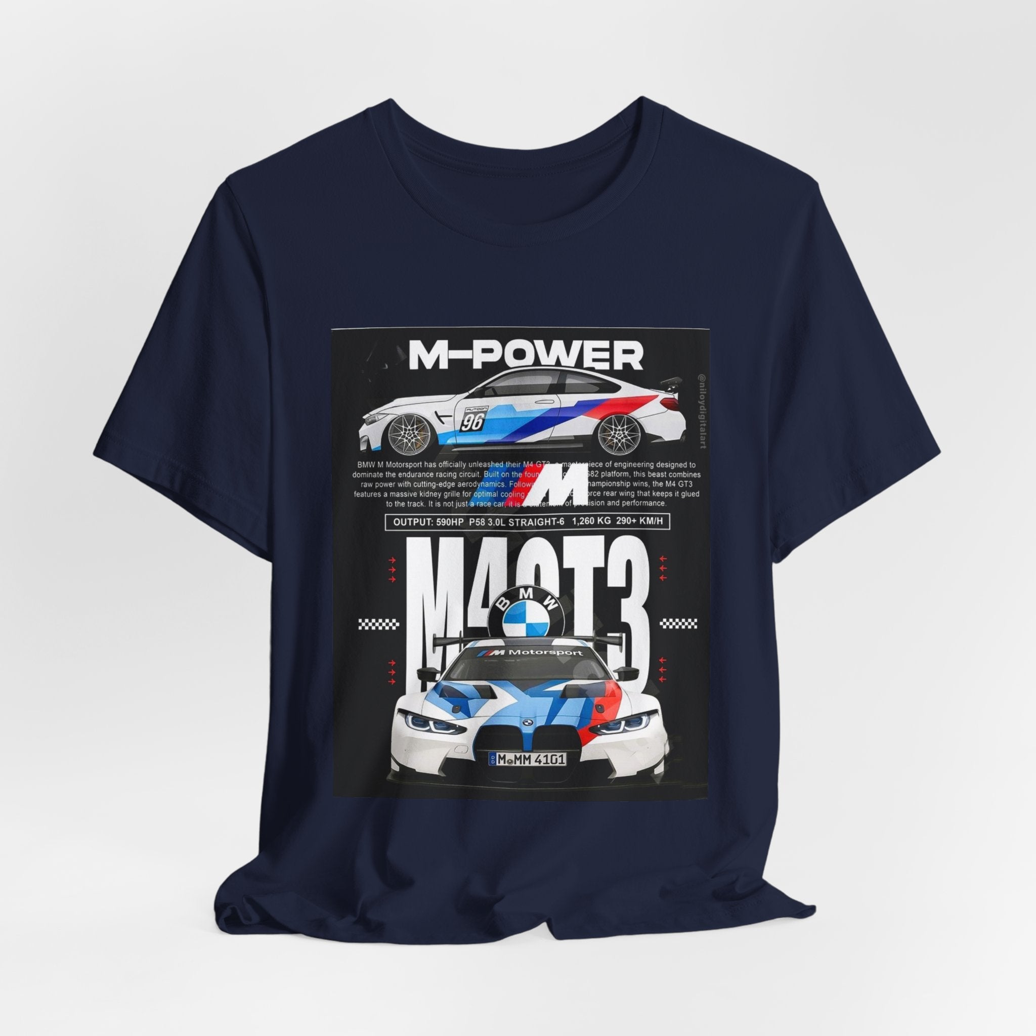 M-Power BMW M3 Racing Graphic T-Shirt — Motorsport Car Enthusiast Tee