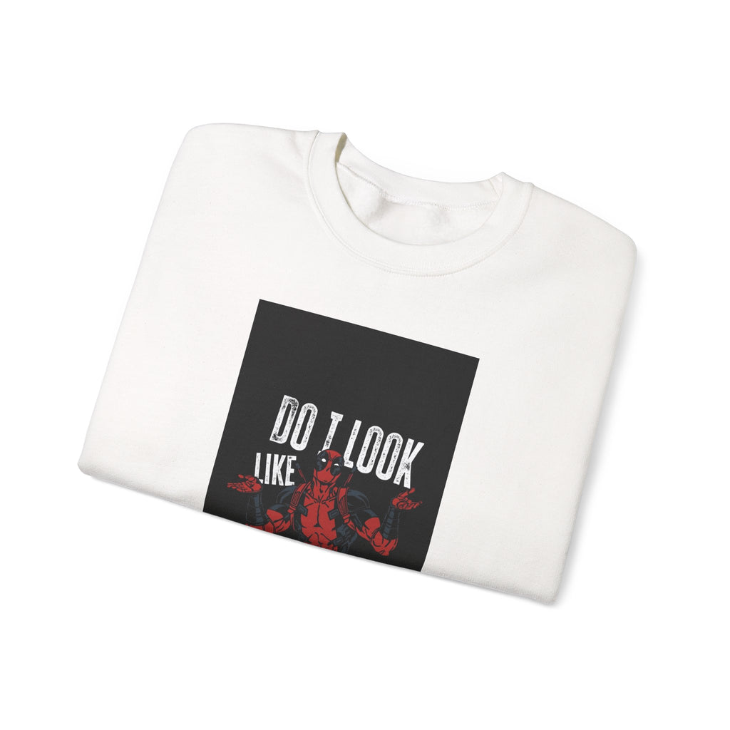Crewneck Sweatshirt — “Do I Look Like I Care?” Devil Graphic