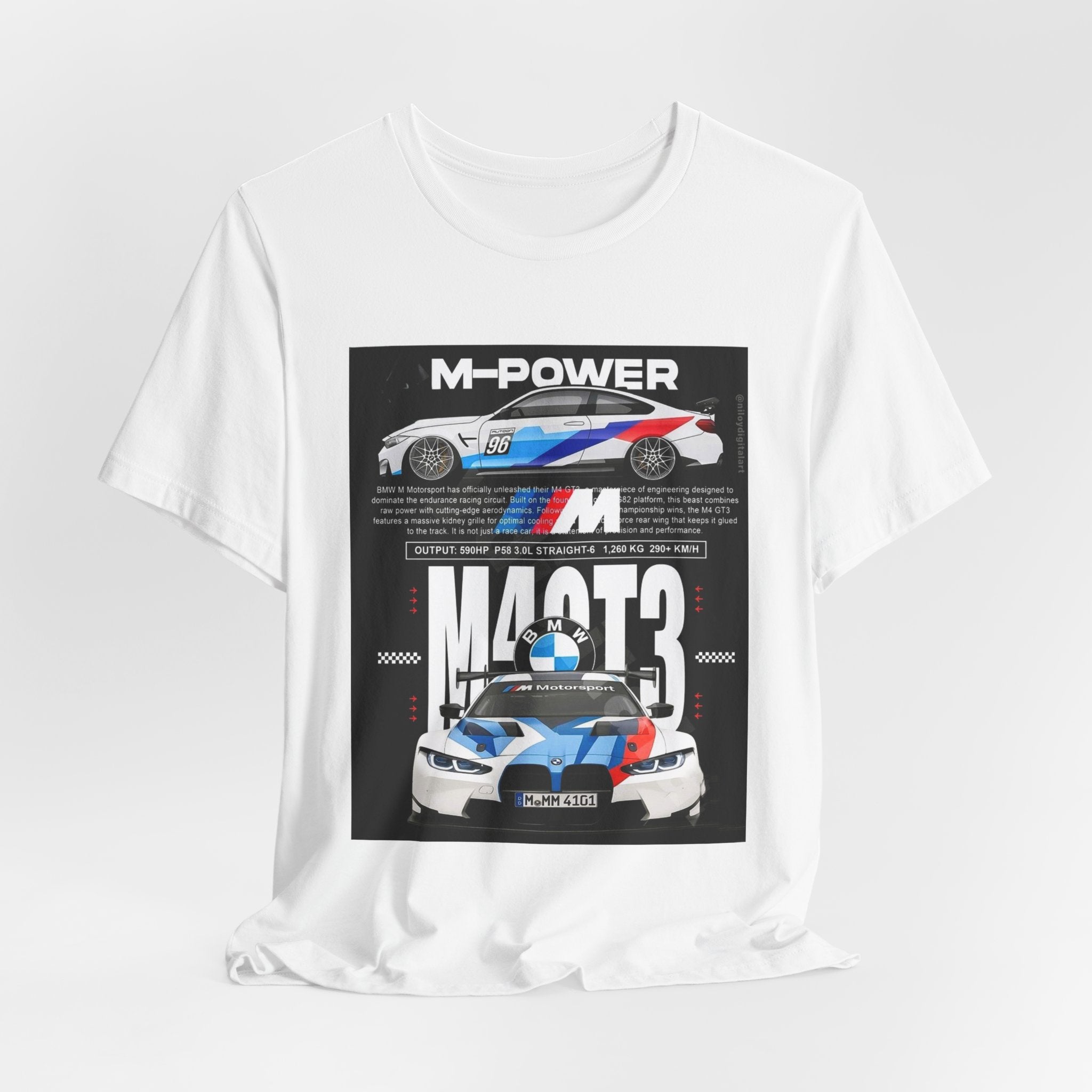 M-Power BMW M3 Racing Graphic T-Shirt — Motorsport Car Enthusiast Tee