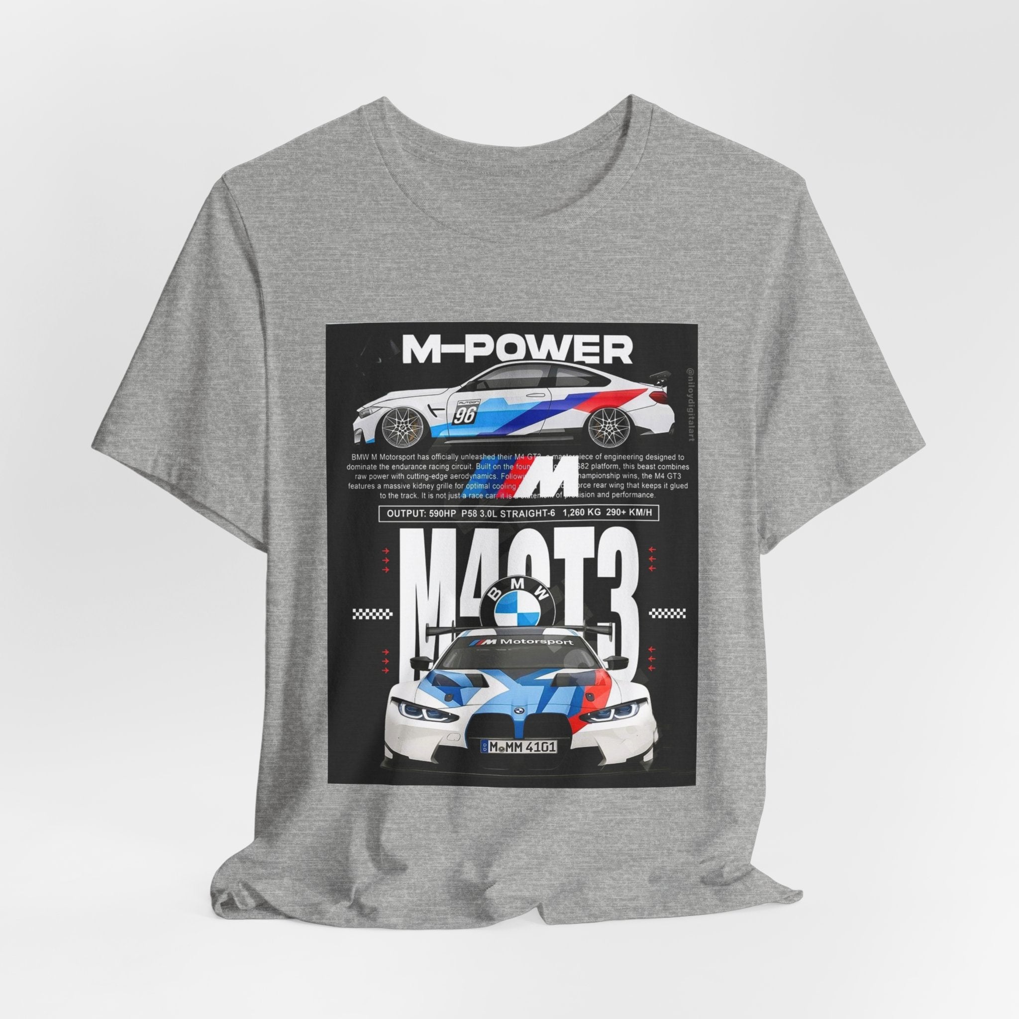 M-Power BMW M3 Racing Graphic T-Shirt — Motorsport Car Enthusiast Tee