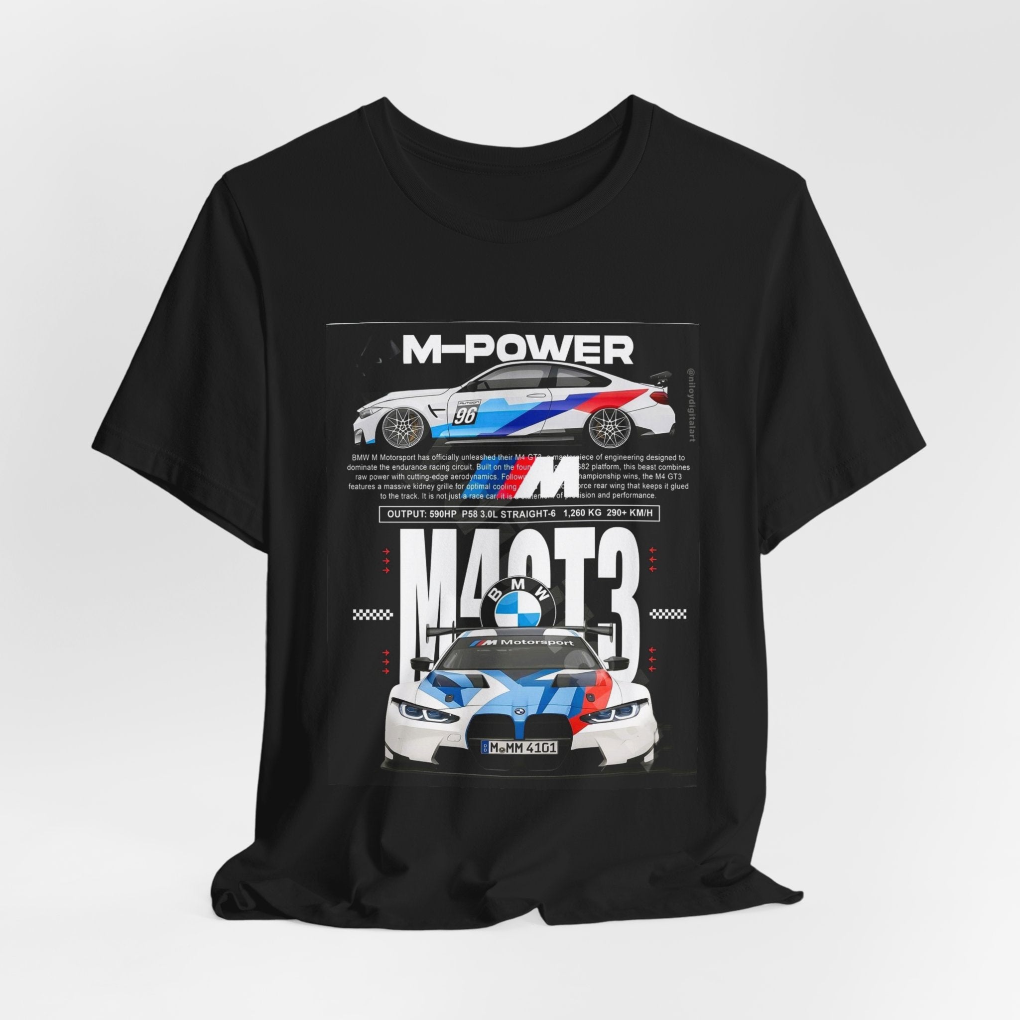 M-Power BMW M3 Racing Graphic T-Shirt — Motorsport Car Enthusiast Tee