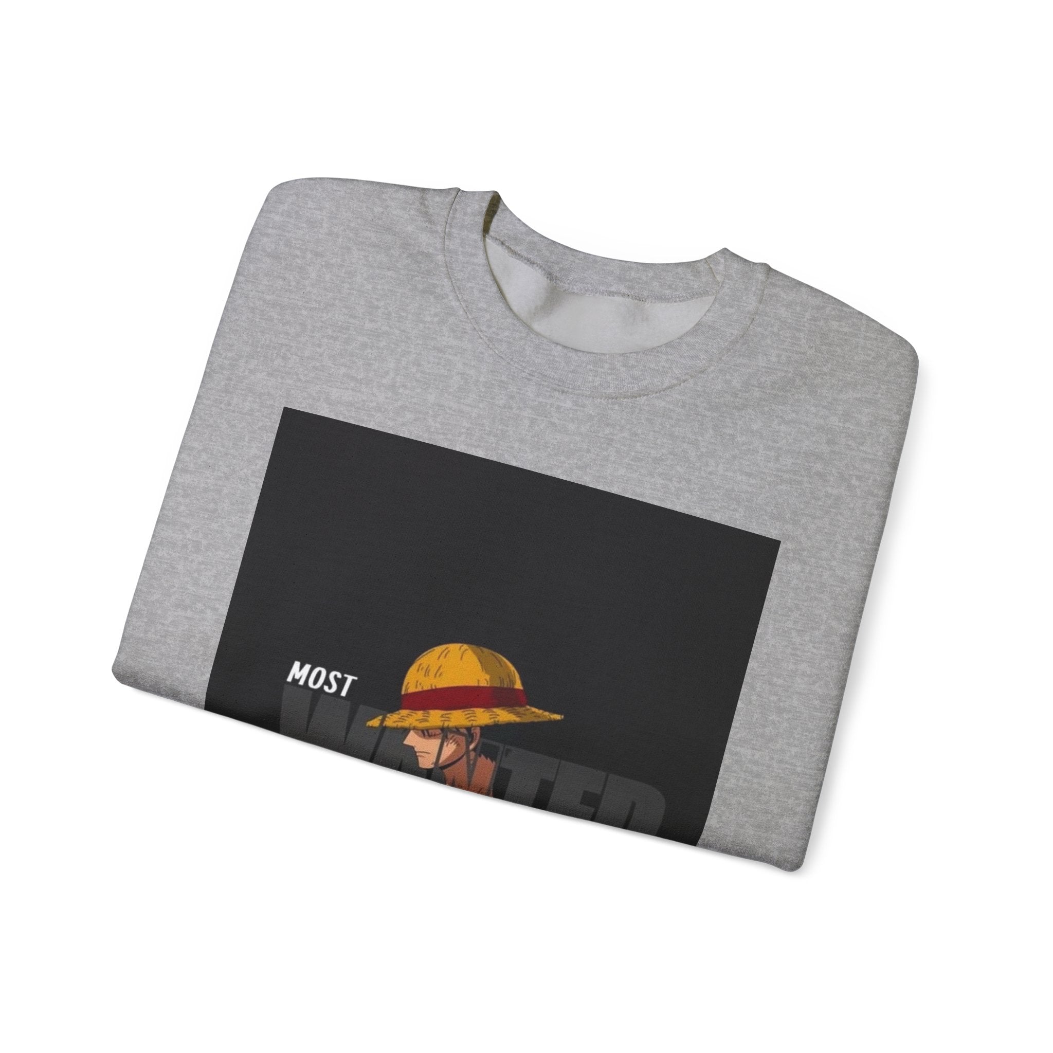 Crewneck Sweatshirt — "Most Wanted" Straw Hat Pirate Graphic