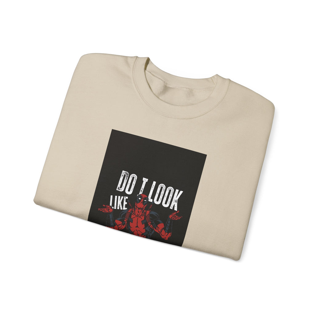 Crewneck Sweatshirt — “Do I Look Like I Care?” Devil Graphic