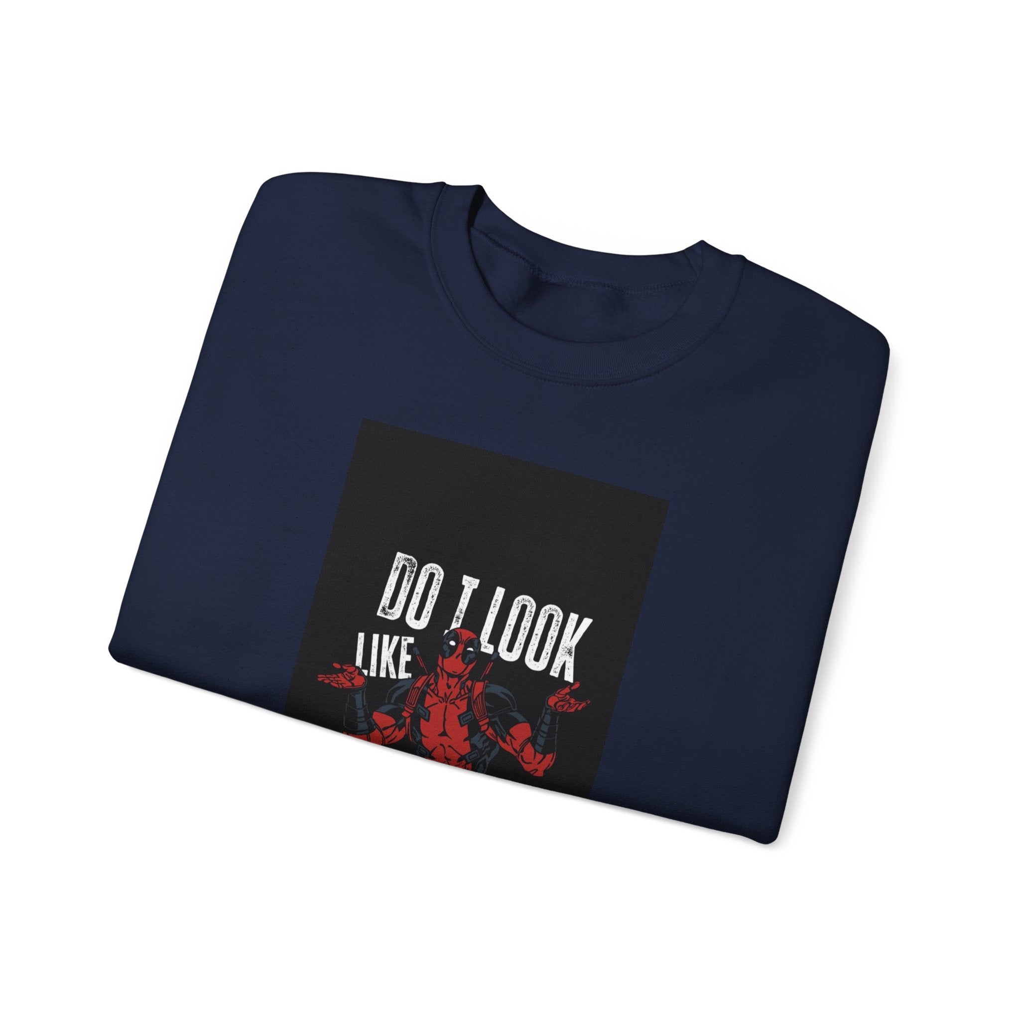 Crewneck Sweatshirt — “Do I Look Like I Care?” Devil Graphic