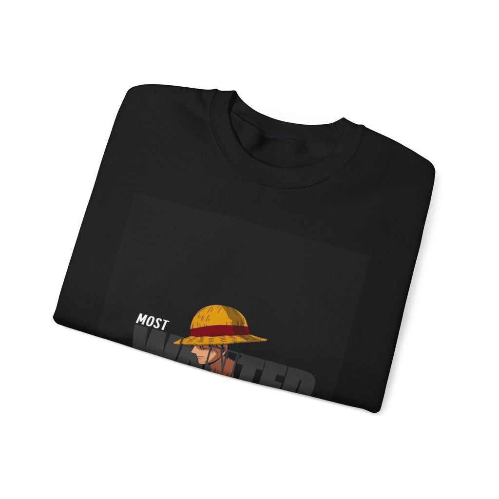 Crewneck Sweatshirt — "Most Wanted" Straw Hat Pirate Graphic